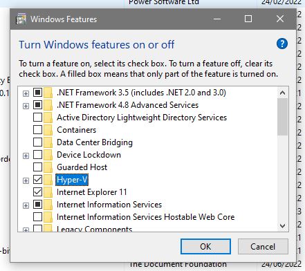 Turn Windows Features on or off