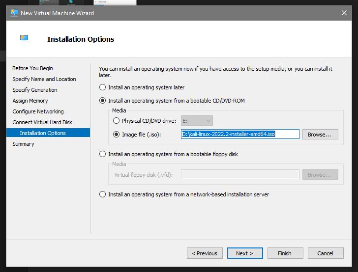Hyper-V manager New Virtual Machine Wizard
