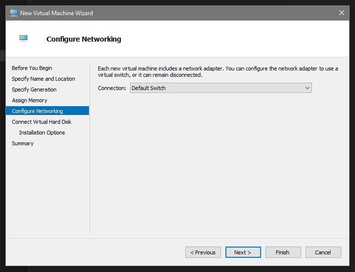Hyper-V manager New Virtual Machine Wizard
