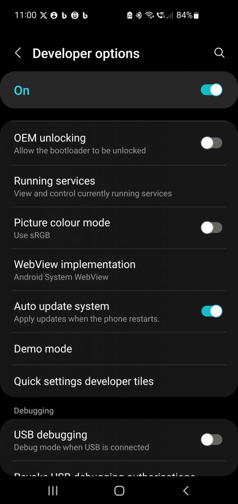 A screenshot of a phone settings. Android