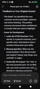 Screen shot for AI Interview Practice Question Responses